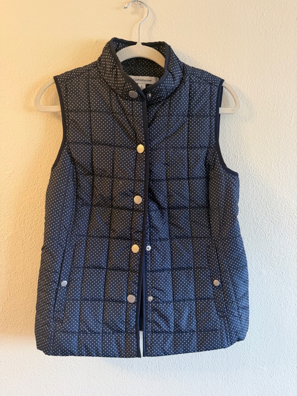 croft & barrow Navy Polka Dot Quilted Jacket